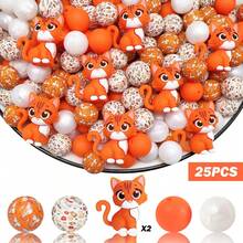 25/45/62PCS New 3D Cat Silicone Beads Set - Orange, Gray, Black Cat Design - Adult DIY Accessories Suitable For DIY Beaded Pens, Earrings, Etc. Perfect As Holiday Birthday Gift Beads & Bead Assortments - New Cute Kitten - View 18