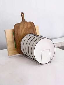 1 pieza Escurridor de platos de acero inoxidable, organizador de platos de acero plateado multifuncional, escurridor de platos y tazones ahorradores de espacio, bandeja para utensilios de cocina, soporte para tapas de ollas - Plateado - Ver 13