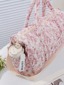 1pc Pink Printed Children's Travel Bag Features A Convenient Handle And Crossbody Strap, Making It Lightweight And Easy To Carry. It Can Be Hung On A Suitcase Or Worn Crossbody. Made From Easy-To-Clean Materials, This Stylish And Lightweight Children's Travel Organizer Can Hold Children's Daily Necessities, Changes Of Clothes, Socks, Shoes - Multicolor - View 10