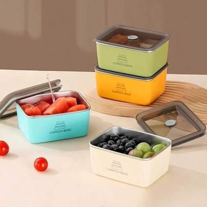 1pc Stainless Steel Food Storage Container With Lid - Microwave & Dishwasher , Leak-Proof Lunch Box, Reusable Multi-Purpose Cookware For Fruits, Vegetables, Meat, Dumplings, Eggs, Garlic, Onions - Heavy Duty