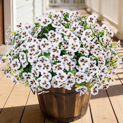 1PC Artificial Fake Pansy Flowers For Outdoor, Silk Pansies Faux Plastic Plants UV Resistant For Outside Planter Front Door Porch Yard Patio Window Box Home Spring Summer Decor