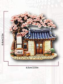 1个3D樱花和首尔城市冰箱贴，家居装饰磁性冰箱贴 - 彩色 - 查看 12