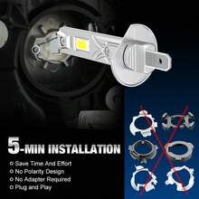 TOAUTO 2个H1 H3 LED大灯灯泡，即插即用，无线CAN总线，50W 15000LM LED迷你汽车LED灯，CSP雾灯，6000K白光，12V - A - 查看 7