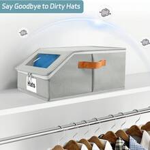 Extra Large Baseball Hat Organizer - Upgrade 4/2/1pcs Hat Organizer For Baseball Caps -Stackable Storage With Textured Leather Handle - Clear Lid, Drawer & Flip-Top Access, Holds 12–24 Hats For Closet Or Travel, Space-Saving Oxford Cloth Hat Box For Closet, Breathable Fabric, More Stable Perfect For Seasonal Storage And Display - 黑色 - 查看 8