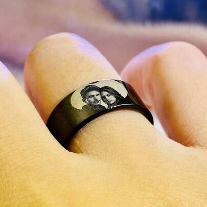 1PC Custom Photo Ring, Personalized Engraved Photo Ring, Polished Durable Unplated Metal, Birthday, Graduation, Anniversary Jewelry, Custom Jewelry, Couple Jewelry, Casual Style