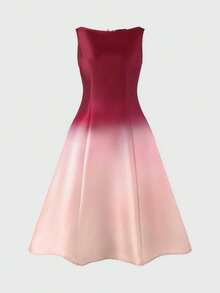 大码优雅迷人休闲约会浪漫度假情人节渐变连衣裙 - 紅色 - 查看 8