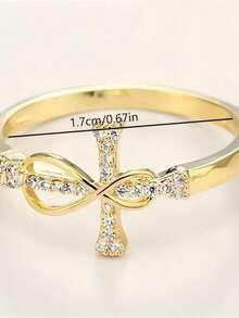 Silver Plated Cubic Zirconia Stackable Rings Set, Twisted/Leaf/Infinity Open Band Rings, Elegant Minimalist Jewelry For Women, Daily & Party Wear - Möbius/Cross YR0837 - View 7