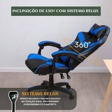 Nitro Ergonomic Gaming Office Chair, Synthetic Leather, Reclining, Height Adjustable, Footrest - Blue - View 5
