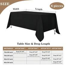 Fitable Black Tablecloths For Rectangle Tables, 6 Pack - 70 X 120 Inches - Reusable And Washable Table Clothes For 6-8 Ft Tables, Polyester Fabric Table Covers For Wedding, Party, Banquet - 黑色 70x120英寸 - 查看 5