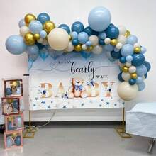 55 Stück 10 Zoll Grau-Blau Sand-Weiß, Hellblau, Metall-Gold Latexballons und blaue Glitzerballons, Aluminiumfolie Glitzerballon geeignet für Geburtstage, Hochzeiten, Babypartys, Abschlussfeiern, Brautparty Dekorationen, Geschlechtsanzeige Dekorationen. - graublau - Übersicht 6