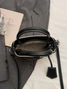 Dedoo Casual Contrast Color Textured Versatile Commuter Retro Handbag, Metal Clasp Closure, For Women - Black - View 9