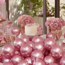 40pcs Metallic Balloons, 10-Inch Chrome Golden Silvery Rose Golden Blue Green Purple Latex Balloons For Girls And Women'S Birthday, Youngsters Shower, Wedding, Graduation, Christmas Theme Party - Multicolor - View 5