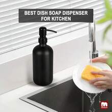 GMISUN Black Soap Dispenser, 1 Pack Matte Black Bathroom Hand Soap Dispensers, 17 Fl Oz Dish Soap Dispenser For Kitchen With Rustproof Stainless Steel Pump, Modern Liquid Dishwashing Dispensers Bottle - 黑瓶+黑泵 - 查看 7