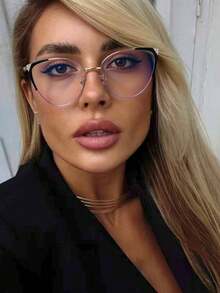 2副复古金属猫眼眼镜框，女士款，适合旅行搭配和日常穿搭装饰。 - 彩色 - 查看 13