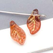 20/50颗7*12毫米金边迷你月桂叶，捷克风格玻璃散珠，用于手工DIY手链和项链配件。 - 樹葉 - 查看 21