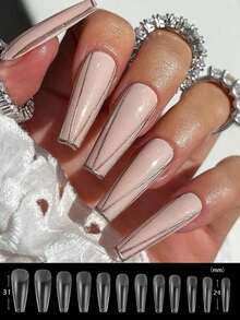 240pcs Coffin Shaped Ultra-Thin Dual-Use Acrylic Nail Stickers, Ideal For Women And Girls