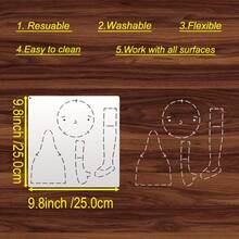 2张刺绣模板，适用于娃娃和毛绒玩具制作，25x25厘米可重复使用绘画模板，适用于娃娃制作、绘画、手工艺、毛绒玩具制作、家居装饰、生日/圣诞礼物 - 兼容画布、布料、纸张 - 易于清洁和存放，工艺工具，多种图案设计，节日礼物，创意模板，高品质模板，艺术工具，手工艺爱好者，工艺项目辅助工具，纺织艺术参考，娃娃绘画模板，节日主题图案，创意设计指南，易于清洁的表面 - 娃娃和玩偶製作模板 - 查看 3