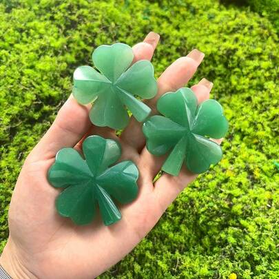 1PC Crystal Green Aventurine Four Leaf Clover Carving Crystal Crafts - Home Desktop Decorations - Mother's Day Valentine's Day St. Patrick's Day Holiday Gifts
