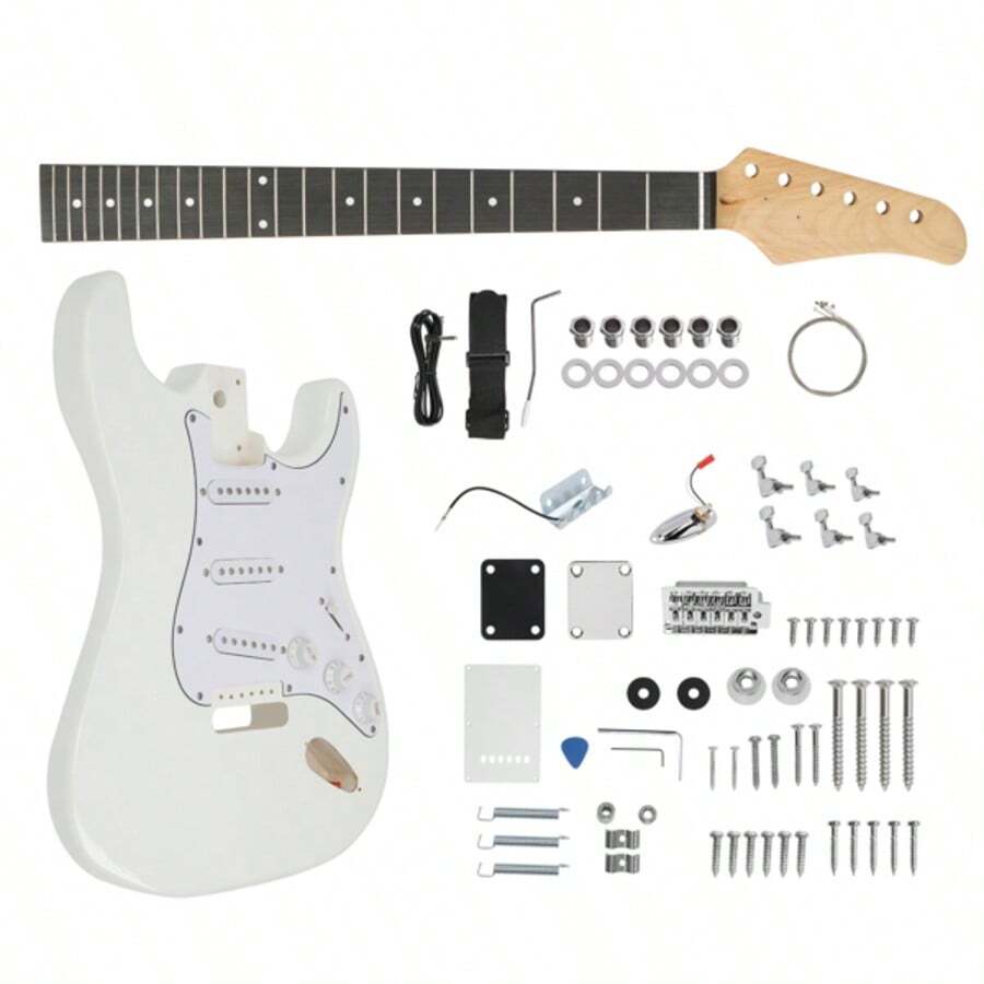 DIY 6 String ST Style Electric Guitar Kits With Mahogany Body, Maple Neck And Accessories White,The 6 String DIY ST Electric Guitar With With Mahogany Body, Maple Neck And Accessories. Easy To Install,No Welding Is Required During The Entire Installation Process. This DIY Electric Guitar Kit Have All Pre-Installed Wiring Plugs.The Best Choice For DIY Lovers - 白色 - 查看 1