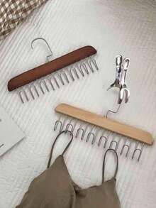 1/2 PCS Multi-Color Wooden Hangers - Smooth Burr-Free, Non-Slip, Space-Saving Strap Hanger | Multi-Functional Bra & Camisole Organizer, Mark-Free Clothes Drying Rack | Ideal For Business Trips, Travel, Home Closet & Dorm | Perfect For Hanging Jewelry, Backpacks, Scarves & All Hanging Items