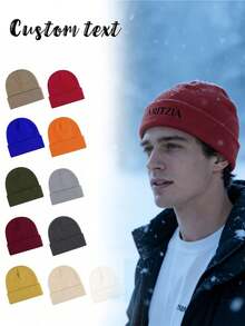 Gorro de punto personalizado, unisex - Material acrílico suave, borde plegable, adecuado para actividades al aire uso diario, cálido y versátil, apto para otoño, invierno, Navidad, Acción de Gracias, Año Nuevo y otras festividades - Multicolor - Ver 2