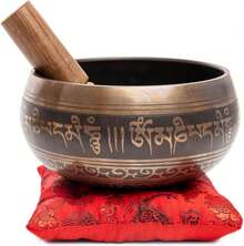 Euuztu Premium Singing Bowl Set – Handmade In Nepal Sound & Meditation Bowl – Spiritual Decor Yoga, Wellness Spaces & Relaxation By Himalayan (Brown & Red) - Turquoise - 查看 9