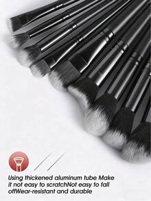 12/20/51件套黑色化妆刷套装，包含眼影刷、眉刷、粉底刷、散粉刷、腮红刷、遮瑕刷和高光刷，采用超柔软优质合成毛制成，是日常面部彩妆的理想之选。 - 彩色 - 查看 4