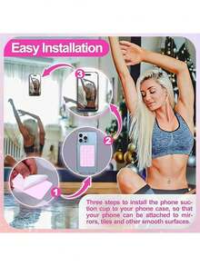2PCS Silicon Suction Phone Case Mount, Hands-Free Fidget Toy Mirror Shower Phone Holder, Videos And Selfies (White, Light Pink) Compatible With IPhone, Android Phone, Gift For Birthday, Family, Friends Gifts Birthday Bathroom Phone Stand Phone Accessories Sticky Stand - Multicolor - View 5