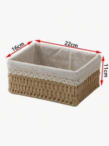 波西米亚风编织桌面收纳篮，带盖桌面收纳篮，桌面零食盒，客厅玩具收纳盒，钥匙杂物收纳篮，化妆品收纳篮，适用于厨房、浴室、卧室、客厅、宿舍和办公桌的家居收纳用品，情人节节日礼篮，家居装饰和艺术用品 - 杏色 - 查看 7