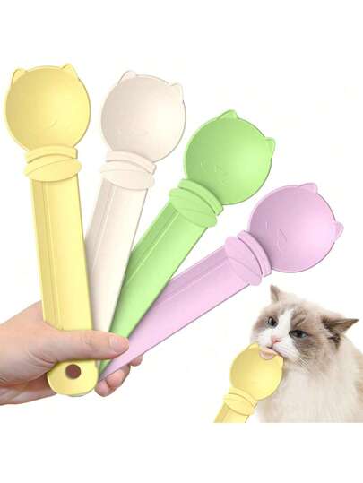 Random Color Pet Cat Feeding Tray - Meat Sauce Spoon - Ultimate Squeeze Nutrient Bar Liquid Snack Feeding Tray - Special Spoon Feeder, Cat Feeder, Pet, Cat Pet, Satisfaction, Cat Accessories, Cat