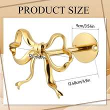COMNICO 2 Pack Metal Bow Curtain Holdbacks, Gold Metal Wall Mounted Bow Wall Hooks Modern Gold Holders For Office Bathroom Bedroom Living Room Home Decorative - White - View 2
