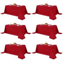 Elegant Red Rectangle Table Clothes, 6 Pack - 90 X 132 Inch - Reusable And Washable Tablecloths, Polyester Fabric Table Covers For Wedding, Party, Banquet, Formal Events - Red90x132In - View 1