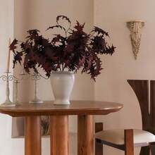 Artificial Fall Coral Leaves Stems 8 PCS, Fall Decorations For Indoor Outdoor Halloween Than1ks 1giving Farmhouse Arrangement Decorations For Front Door Wedding Centerpieces In Autumn - 珊瑚葉(勃根地) - 查看 3