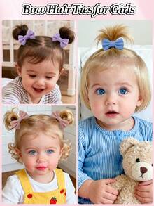 20/40Pcs Assorted Colors Soft Fabric Bow Elastic Hair Ties For Girls ,Soft Fabric No-Slip Breathable Hair Accessories For Easter Egg Hunt Spring Picnic Garden Party Daily Outfit Photo Prop - Multicolor - View 7