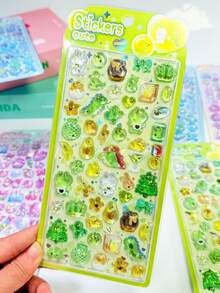 1pc 3D Embossed Sticker, Cute Cartoon Animals Like Penguin, Cat, Rabbit, Dinosaur, DIY Decorative Sticker For Scrapbooking, Notebook, Phone Case, Bag (Color May Vary Randomly)