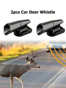 2-Pack Black Car Animal Deterrent – Wind-Powered Ultrasonic Deer Repeller Vehicle Deer Whistle Battery-Free Wildlife Repellent Car Animal Alert Device, Bestselling Must-Have Car Safety Accessory For Rural Road Driving Nighttime Commute Suburban Road Trips Outdoor Self-Drive Tours, Top-Rated Car Wildlife Deterrent Ideal Gift For Friends Colleagues Rural Commuters - A - View 1