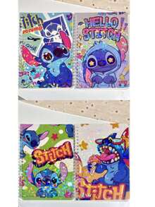 1pc/2pcs/3pcs/4pcs Cartoon Stitch A5 Notebook, High-Quality Student Spiral Notebook, Cute Cartoon Memo Pad, Diary