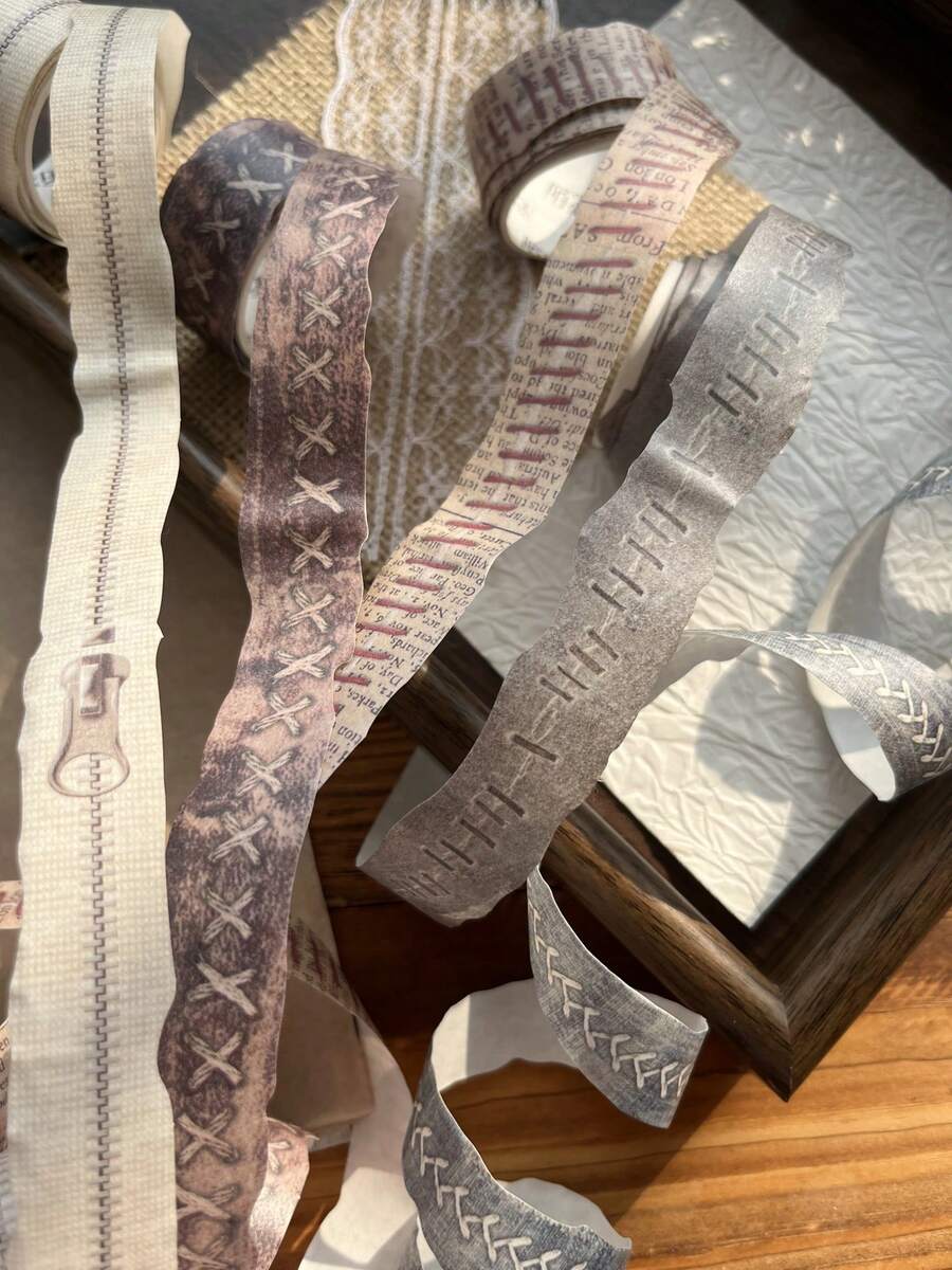 Retro Sewing Theme Washi Tape Vintage Decorative Adhesive Tearable Masking Tapes Decoration Handmade For Collage Art DIY Junk Journals Stationery