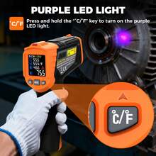 POROMETISTO IM06Max -50 To 800°C Digital Infrared Thermometer Laser Temperature Gun Non-Contact High Temperature Humidity Meter Infrared Thermometer - Coral Orange - View 4