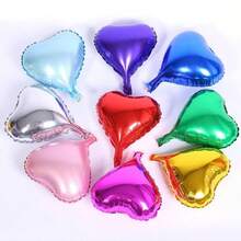 10pcs 10-Inch Heart Shaped Foil Balloons, Suitable For Valentine's Day, Baby Shower, Birthday Party, Wedding Decoration, Air Balloons - Multicolor - View 5