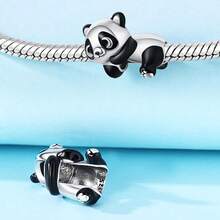 Cute Panda Animal 925 Sterling Silver Charms For Bracelets And Necklace Dangle Pendants Butterfly Elephant Dog Bead Jewelry Present For Women Family Friends - A-可愛熊貓吊墜 - 查看 4