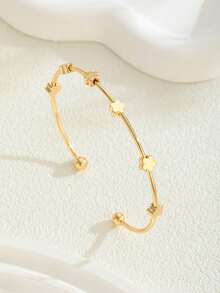 1 Peça Pulseira Elegante e da Moda em Aço Inoxidável Dourado, Pulseira Infantil, Pulseira Decorativa para Festa, Acessório de Presente, para Família e Amigos - Dourado - Visão 5