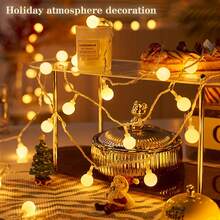 [LED String Lights] Battery-Powered LED Globe String Lights | Enchanting, Perfect For Indoor & Outdoor Decor, Parties, Weddings, And Garden Ambiance - Warm White Outdoor Supplies - trắng - Xem 8