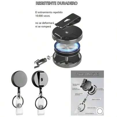 2 Piezas Llavero Retrctil, Yoyo para Gafete con Clip de Metal, Clip Retrctil para Tarjetas de Identificacin, Carrete retrctil con de 23.5 Pulgadas, Porta Llaves retractil Redondo