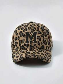 1pc Adjustable Black 26 Letter Leopard Print Baseball Cap, Outdoor Sun Protection Casual Hat Suitable For Travel, Beach, Unisex For Men And Women, Youth - Dark Leopard - View 14