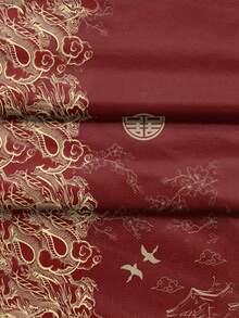 Men's Athletic Short-Sleeved Beach Shorts Set, Featuring A Red And Gold Chinese Dragon Pattern All-Over Print, Drawstring Design, Slightly Stretchy Polyester Fiber, Sporty And Casual Style, Lightweight And Comfortable, Machine Washable All Year Round. - Nhiều màu - Xem 7