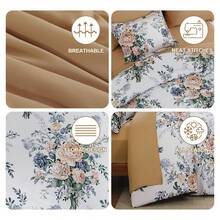 7 Pieces Purple Floral Comforter Set King Size, Soft Microfiber Camel Bed In A Bag Comforter Set With Sheets For All Season,Home ,Bedroom Decor ,Perfect Gift For Valentine's Day, Women's Day & Weddings ,Essential Household Supplies - Lạc đà - Xem 5