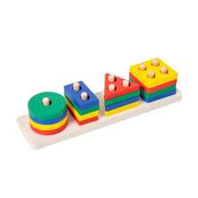 Wooden Stacking Toy - Colorful Stacking Blocks, Shape Sorting Tower, For Shape Recognition And Motor Skill Training, Educational Building Blocks