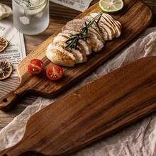 1pc Gold Sandalwood Slice Cutting Board, Washable Fruit & Meat Chopping Board, Ergonomic Handle Kitchen Accessory, Catering Service Cutting Board - Maroon - View 5