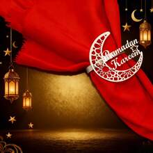 6/12pcs Set Eid Mubarak Crescent Moon Metal Napkin Rings, Multi-Size Set, High-Quality Durable Metal Material, Hollow Moon Design, Matching Islamic Festival Elements, Suitable For Wedding, Family Gathering/Banquet Table Decor, Dedicated Napkin Rings For Dining Parties, Easily Create A Festive Islamic Holiday Atmosphere, Also A Refined Choice For Home Dining Table Setting, Home Decor And Holiday Decoration. - Multicolor - View 9